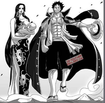 Luffy, Hancock and the baby in a happy family