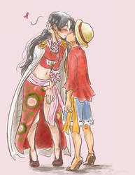 Luffy and Hancock Kiss 1