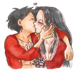 Luffy and Hancock first date 2 by LRowling