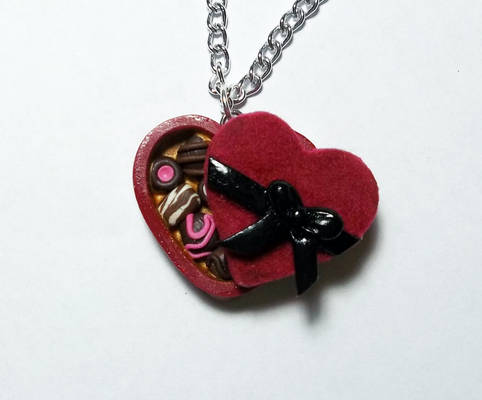 Polymer Clay Heart Box of Chocolates Pendant