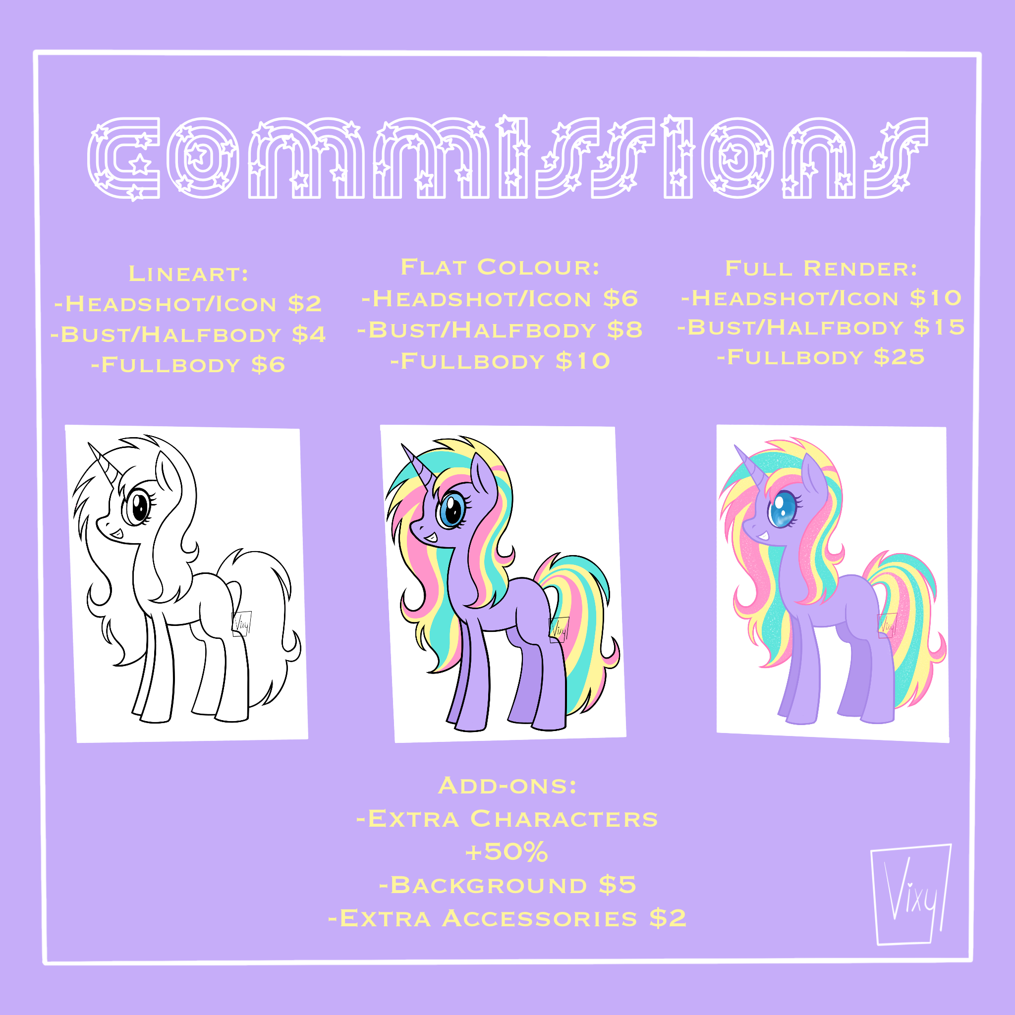MLP Commissions Sheet by VixylisiousDraws on DeviantArt