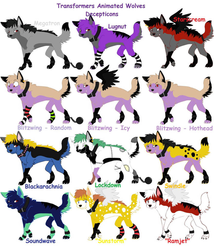 5 Wolves Transformers Transformers Animated Wolves 2 by LadyJet2 on DeviantArt
