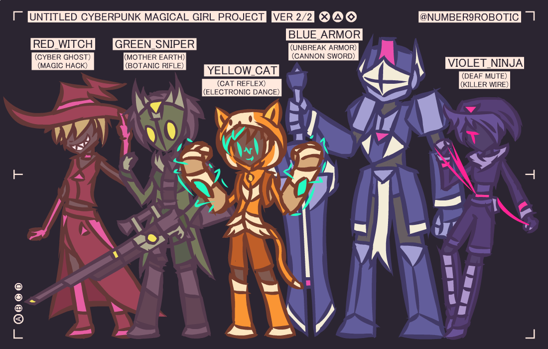 UNTITLED CYBERPUNK MAGICAL GIRL Main Cast 2
