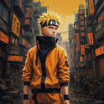 Naruto in cyberpunk dystopia style by Thelostwanderer46