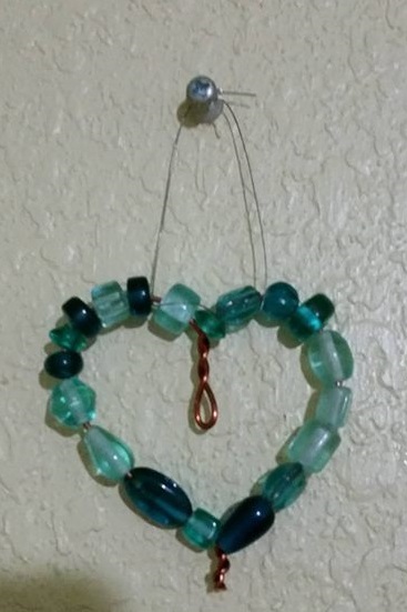 Green Beaded Heart Ornament