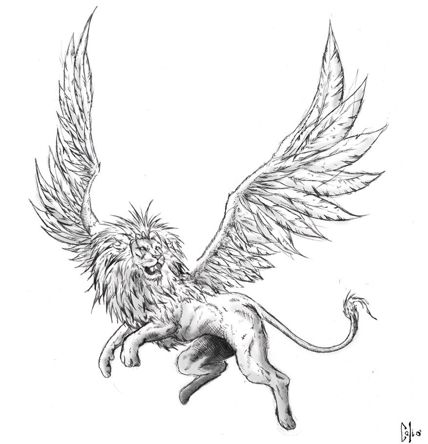 Winged Lion by DraftmanArt on DeviantArt