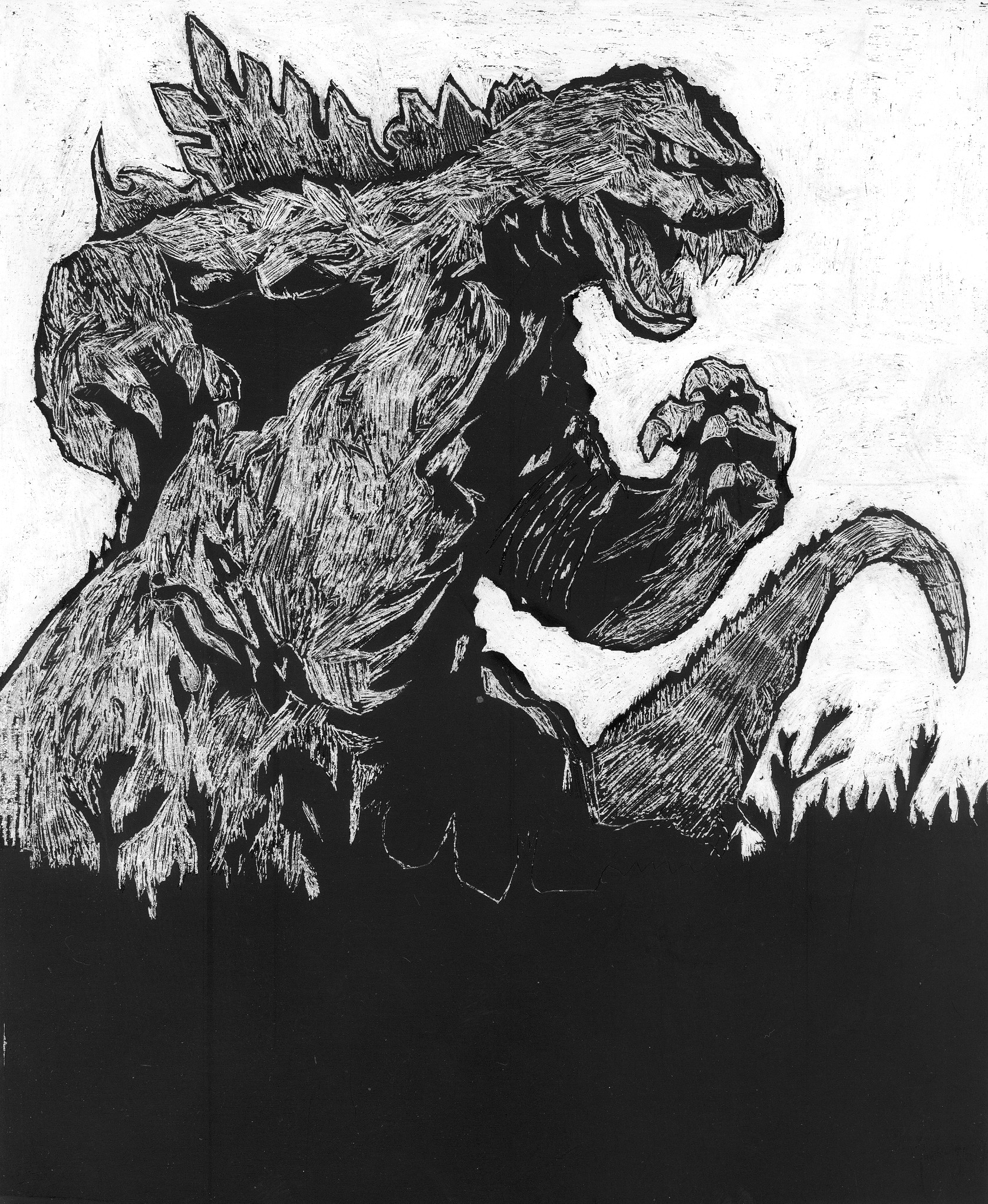 Godzilla Scratchboard