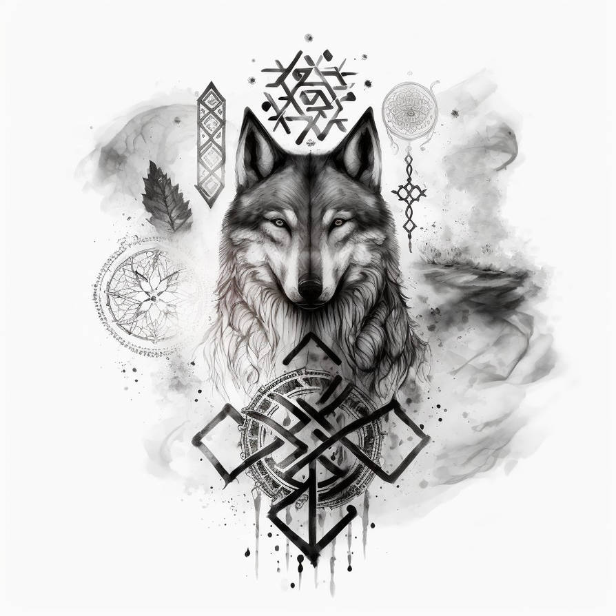 Wolf with runes by UniqueTattoos on DeviantArt