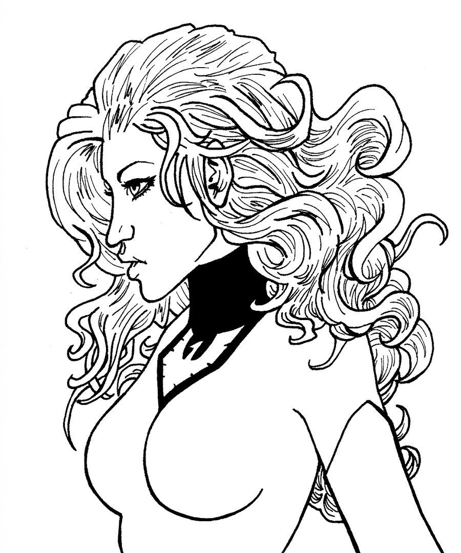 Jean Grey line art 2