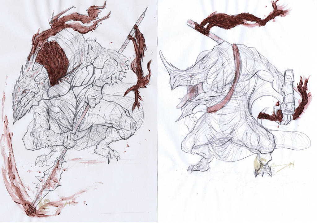 Lizard Warriors concepts - drawing