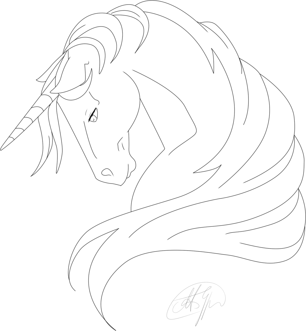 .Unicorn Lineart.