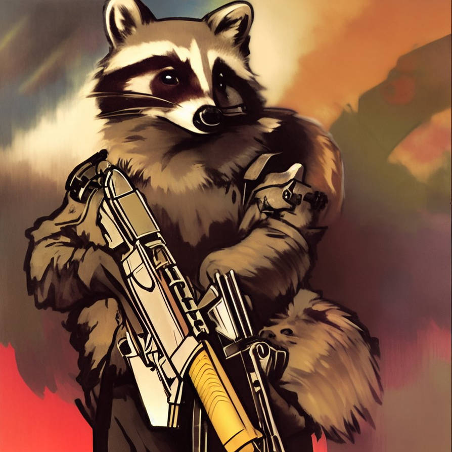 Weaponized Raccoon Painting Of An Anthropomorphic Raccoon In Military by Haboryum on ...