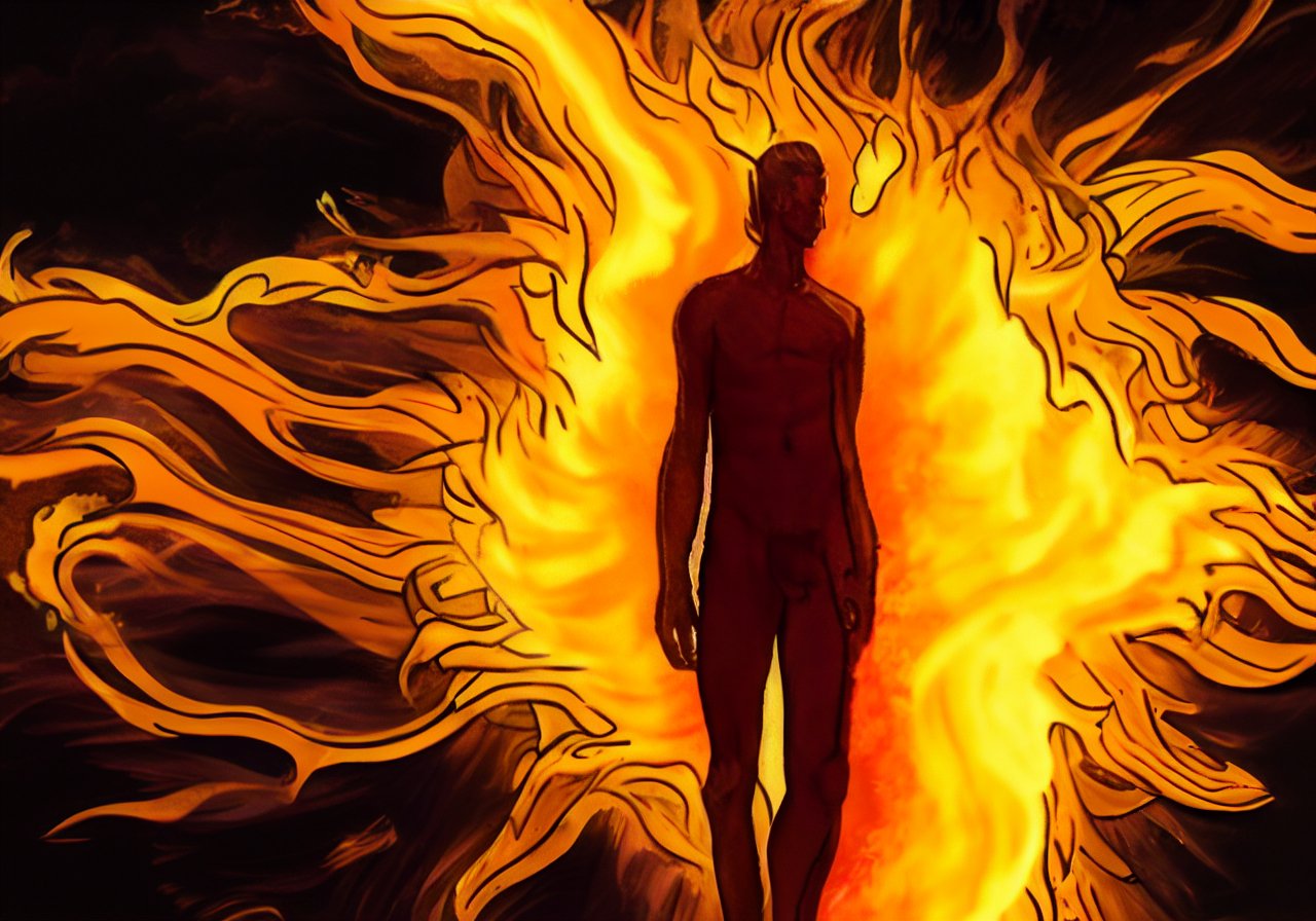 Man Shape Fire Landscape A Man Made Of Fire Born On The Sun Upsca by Haboryum on ...