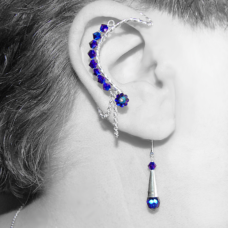 Heliotrope and Cobalt Ear Wrap V2- SOLD