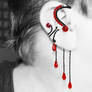 Red Crystal Ear Wrap and Cuff Set- SOLD