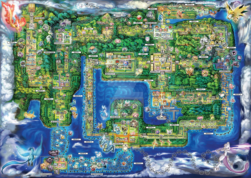 Pokemon Kanto Board Game Map - 300 DPI - 39 x 55 by Nova-Nebulas on ...
