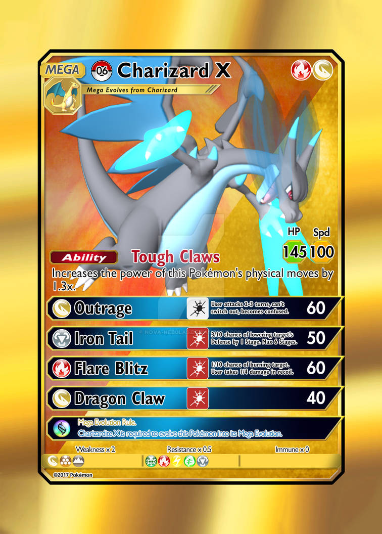 Pokemon Card - #6 Mega Charizard X by Nova-Nebulas on DeviantArt
