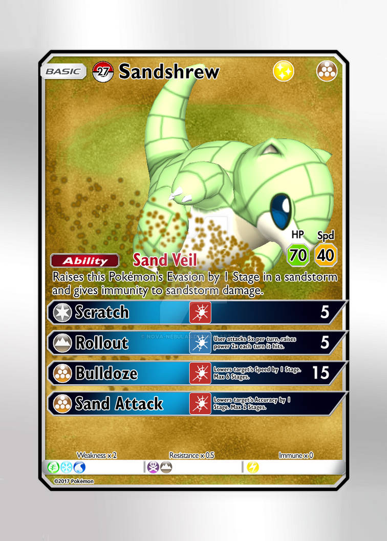 Pokemon Card - #27 Sandshrew Shiny by Nova-Nebulas on DeviantArt