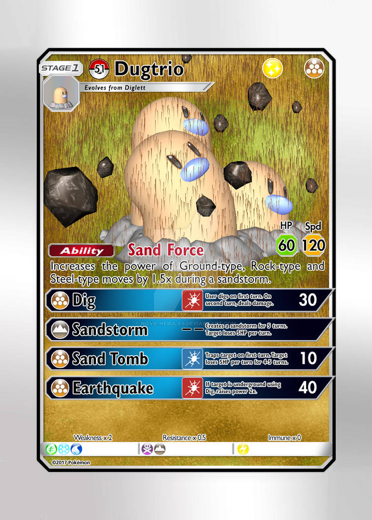 Pokemon Card - #51 Dugtrio Shiny by Nova-Nebulas on DeviantArt