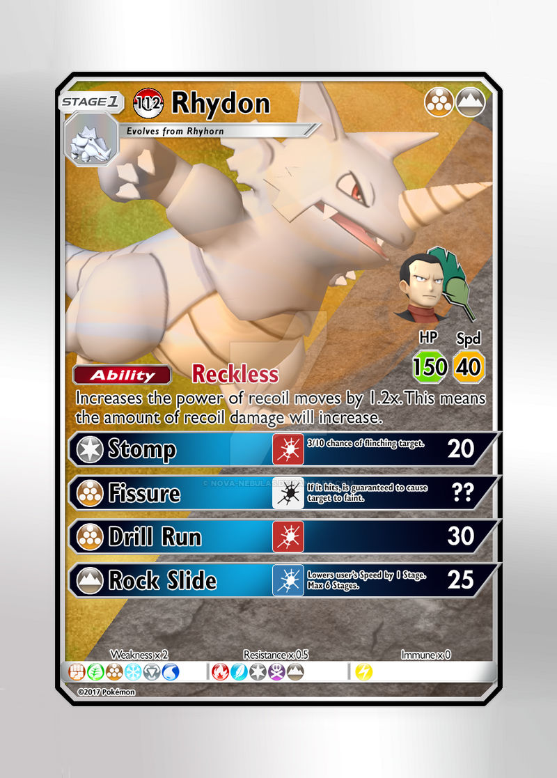 Pokemon Rydon Card Pokemon Card - #112 Giovanni's Rhydon by Nova-Nebulas on DeviantArt