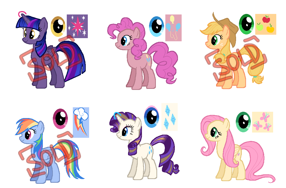 Mane 6 recolor adopts(3/6 Open) by Tsukikage-Bloodrage on DeviantArt