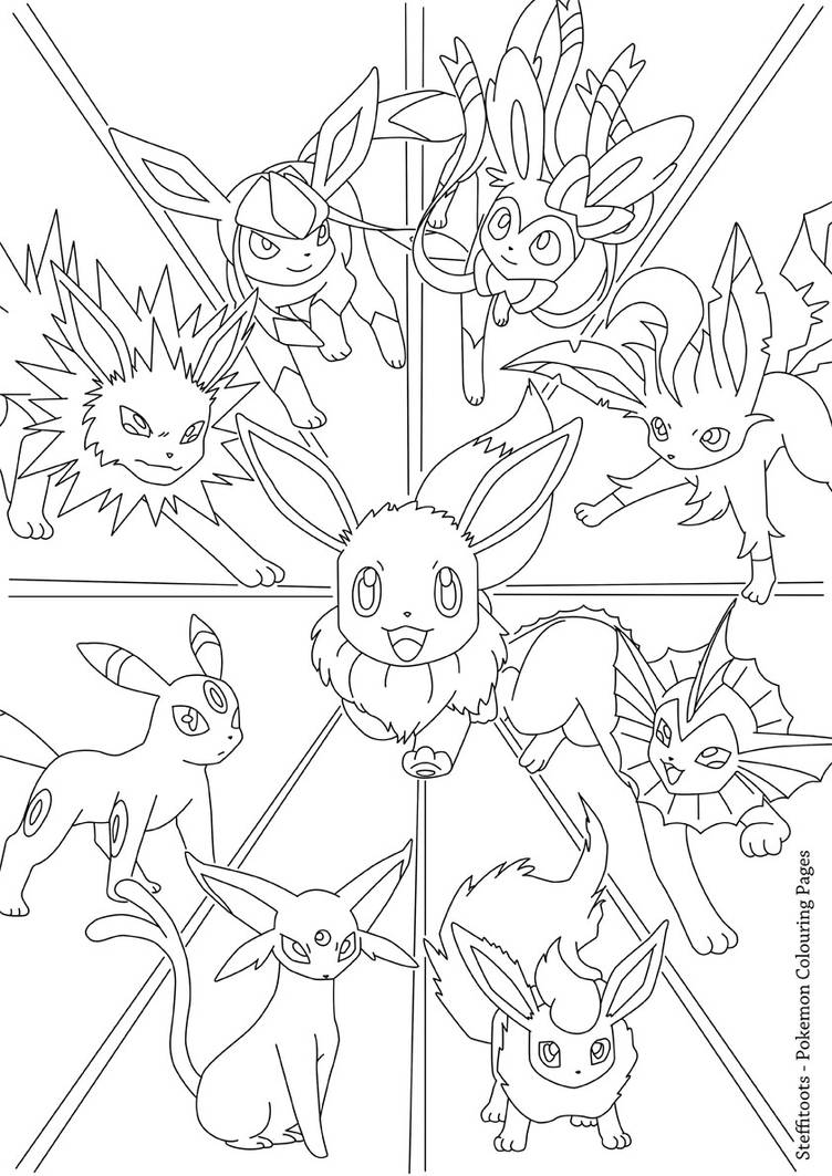 pokemon colouring cards Book: 150 Beautiful Colouring Pages for All Fans. Great Gifts for Kids, Boys, Girls, Ages 4-8 Relax & Enjoy by Cooper, Max he and adults also comes with bonus Pokemon cards and Pokemon poster book Eevee Evolutions Pokemon Colouring Page