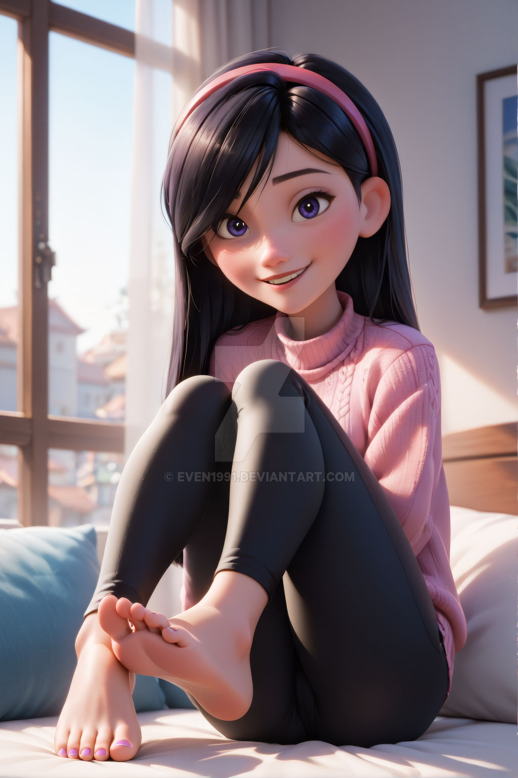 Long haired hero daughter sitting on a bed by Even1991 on DeviantArt