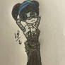 MD: Emily wearing the black dress with gold chains