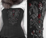 Embroidered gray corset 01 by antiquecameo