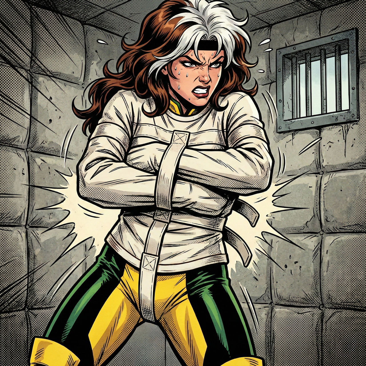 Deviantart Zjacket Rogue Restrained by Zjacket on DeviantArt
