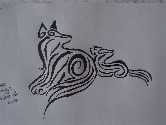 Tattoo design Mother wolf