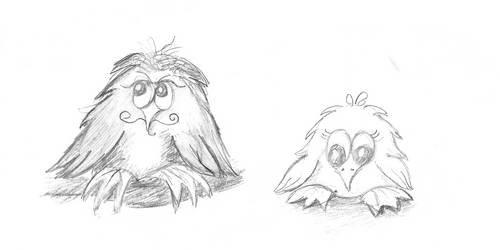 Cartoon Owls - design sketch/doodle