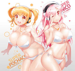 Super Sonico and Super Pochaco