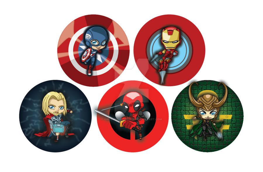 Marvel buttons by onceuponadoodle on DeviantArt