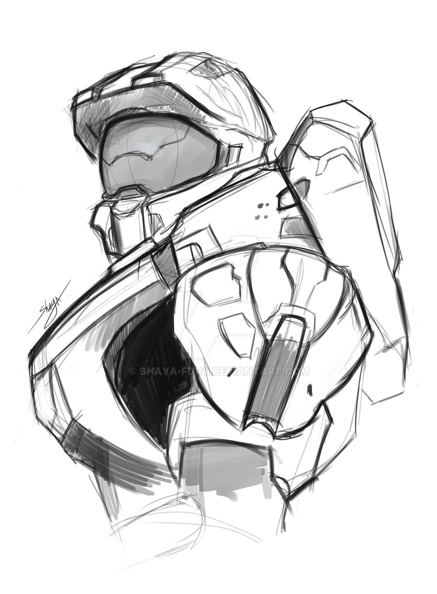 Halo: John-117 Sketch By Shaya-Fury On Deviantart