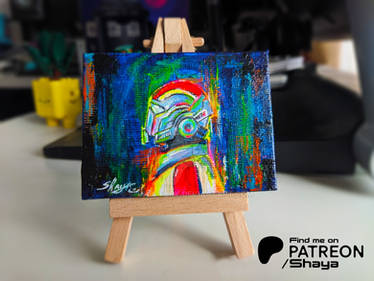 Commander Shepard min acrylic canvas with easel