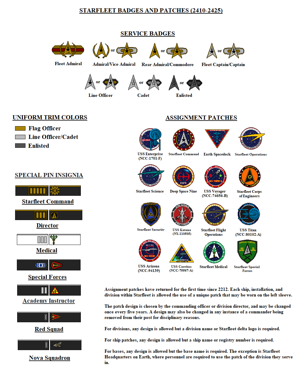 Starfleet Ribbons Starfleet Badges and Patches 2410-2425 by DarthRavager86 on DeviantArt
