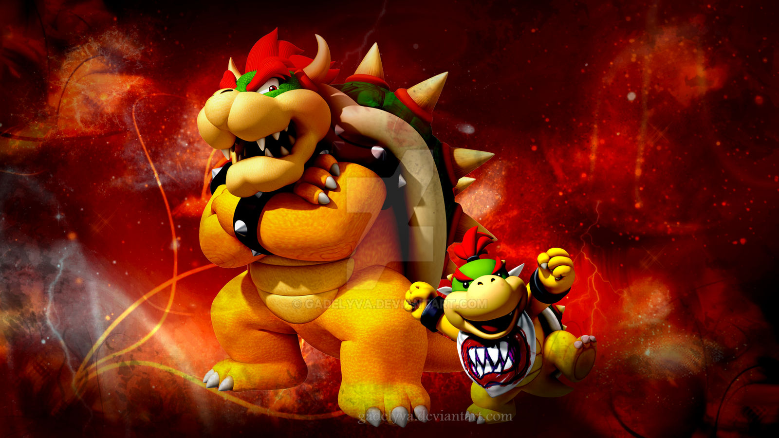 Bowser and Bowser Jr. Wallpaper by Gadelyva on DeviantArt