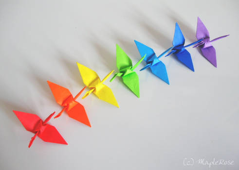 Origami: Rainbow Cranes 1