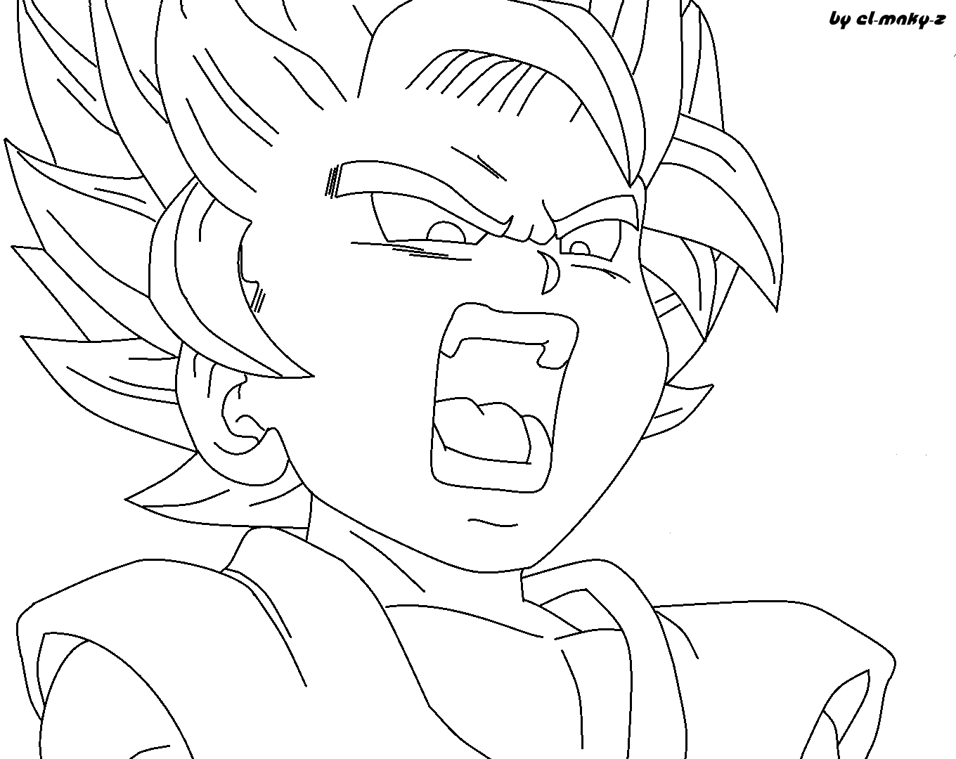 Goku super saiyajin 3 para pintar e colorir - Imprimir Desenhos