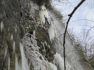 A waterfall in winter