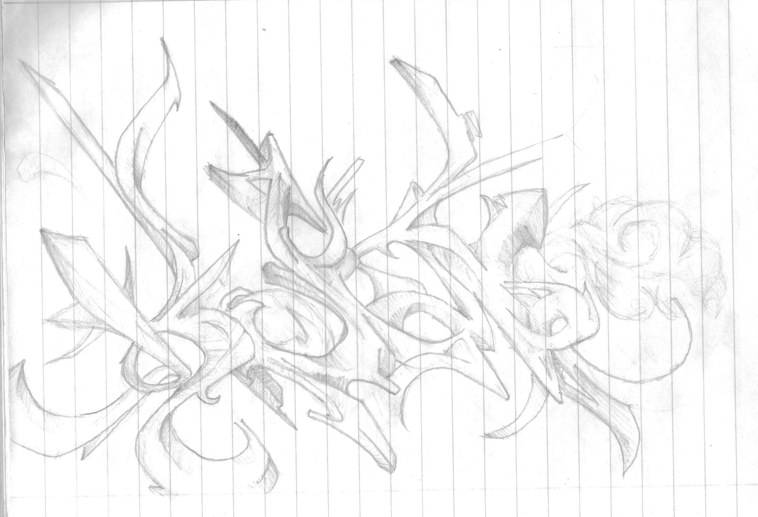 Tribal Smoke 3d Graffiti sketch