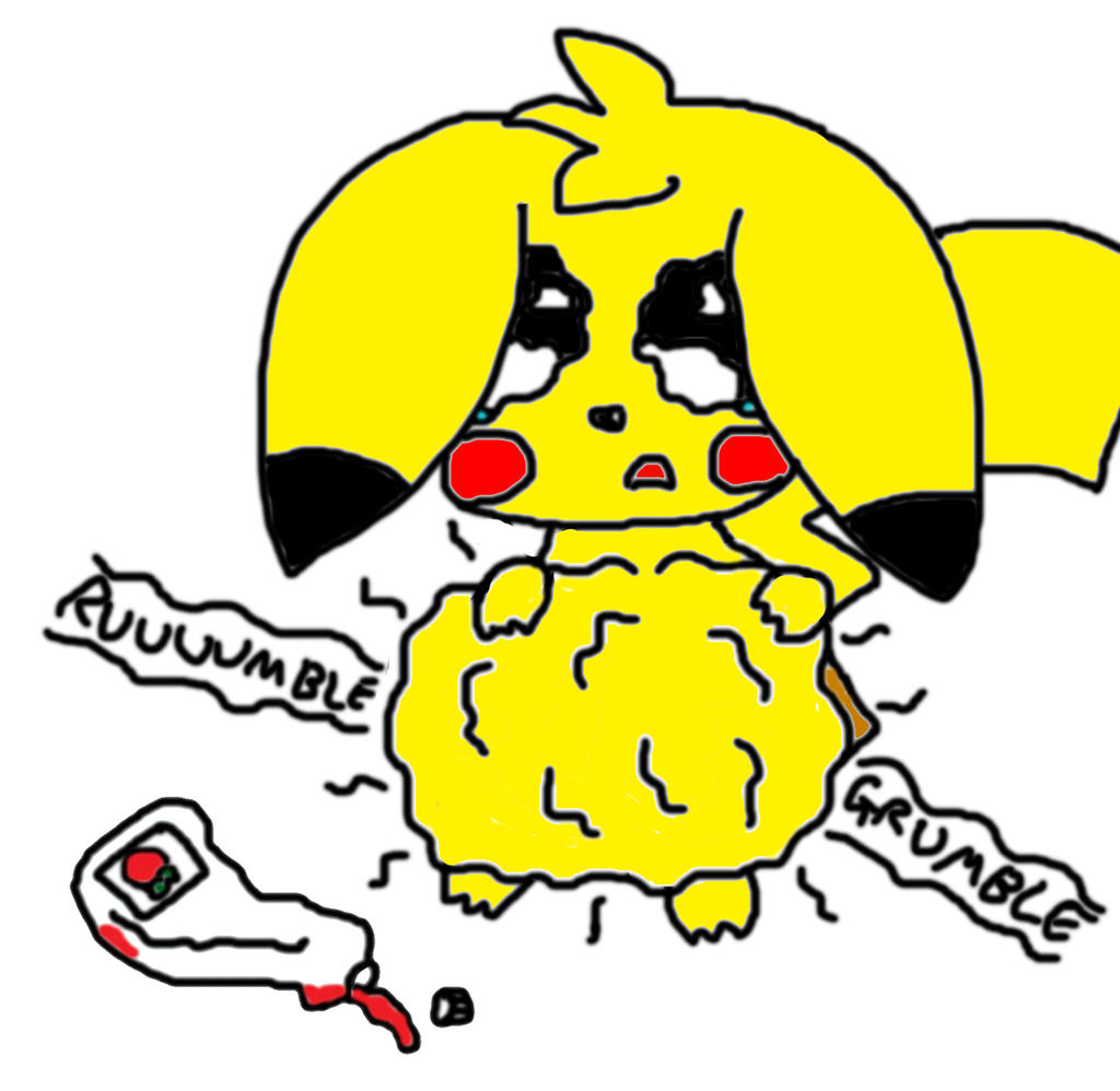 Fat Hungry Pikachu (Colour vr1) by KubyPikachuKirby on DeviantArt