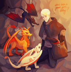 dragons #2 - Draco with his little dragon girls