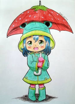 DTIYS cute girl with frog raincoat