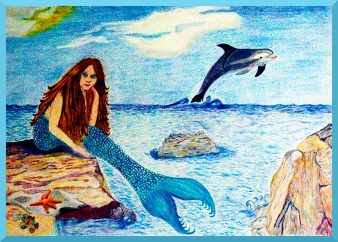 Mermaid and dolphin