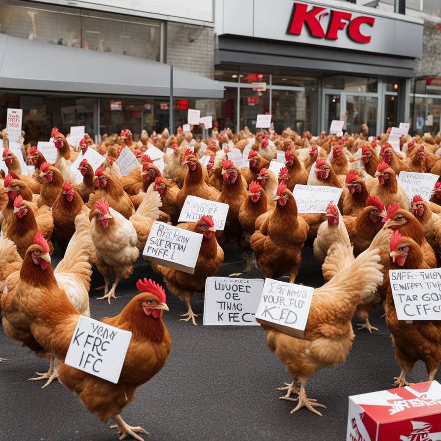 Chickens protesting in support of kfc by Bimbolover346 on DeviantArt