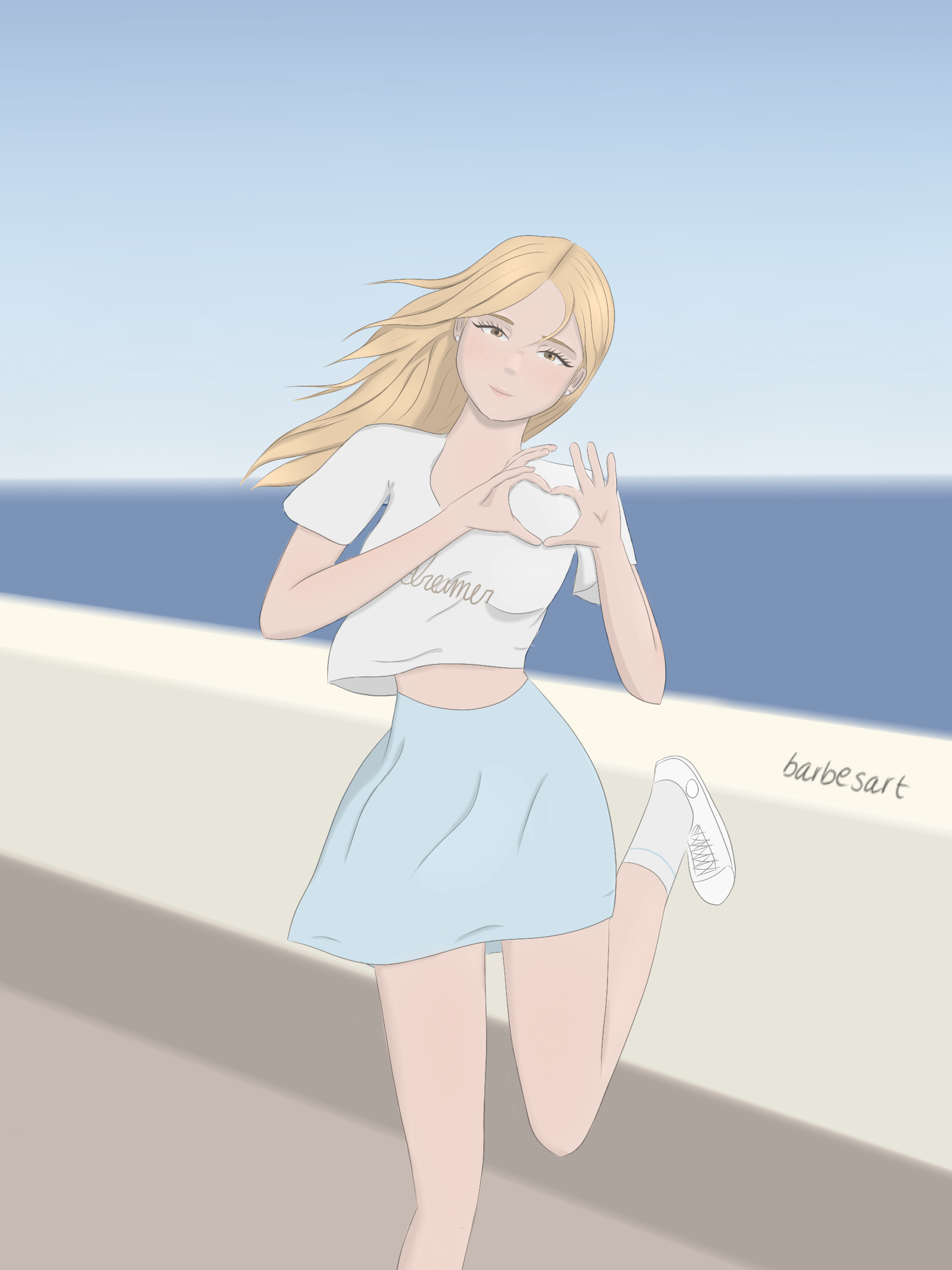 Anime Girl Jumping Pose - Fine Wallpaper Art