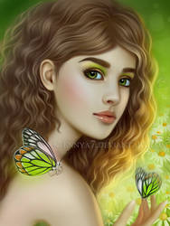 Girl with butterflies