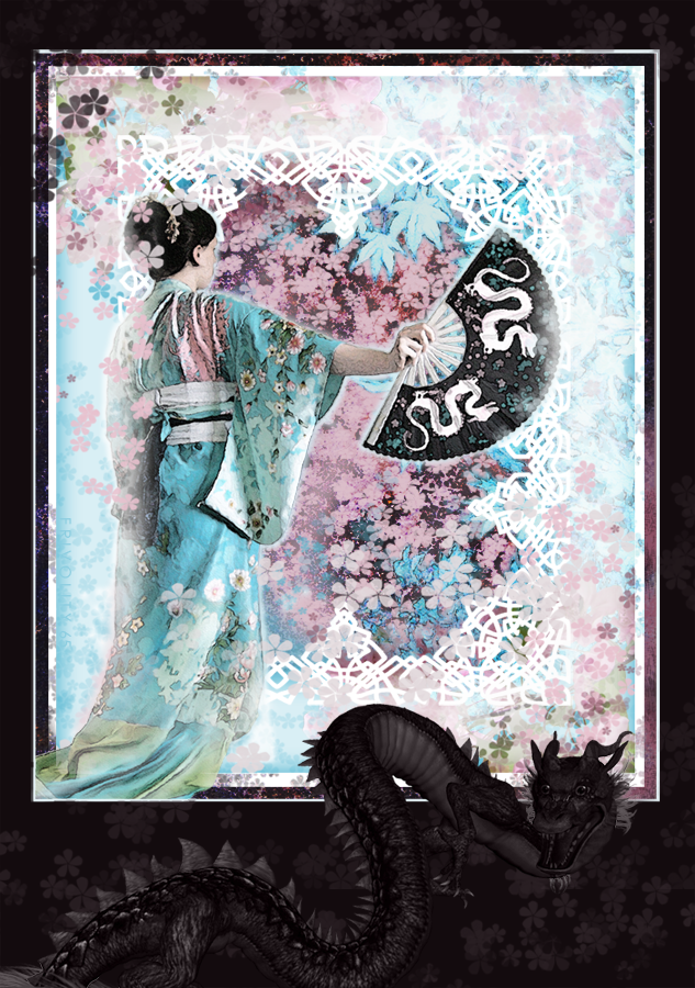 Japanese Geisha with Dragon